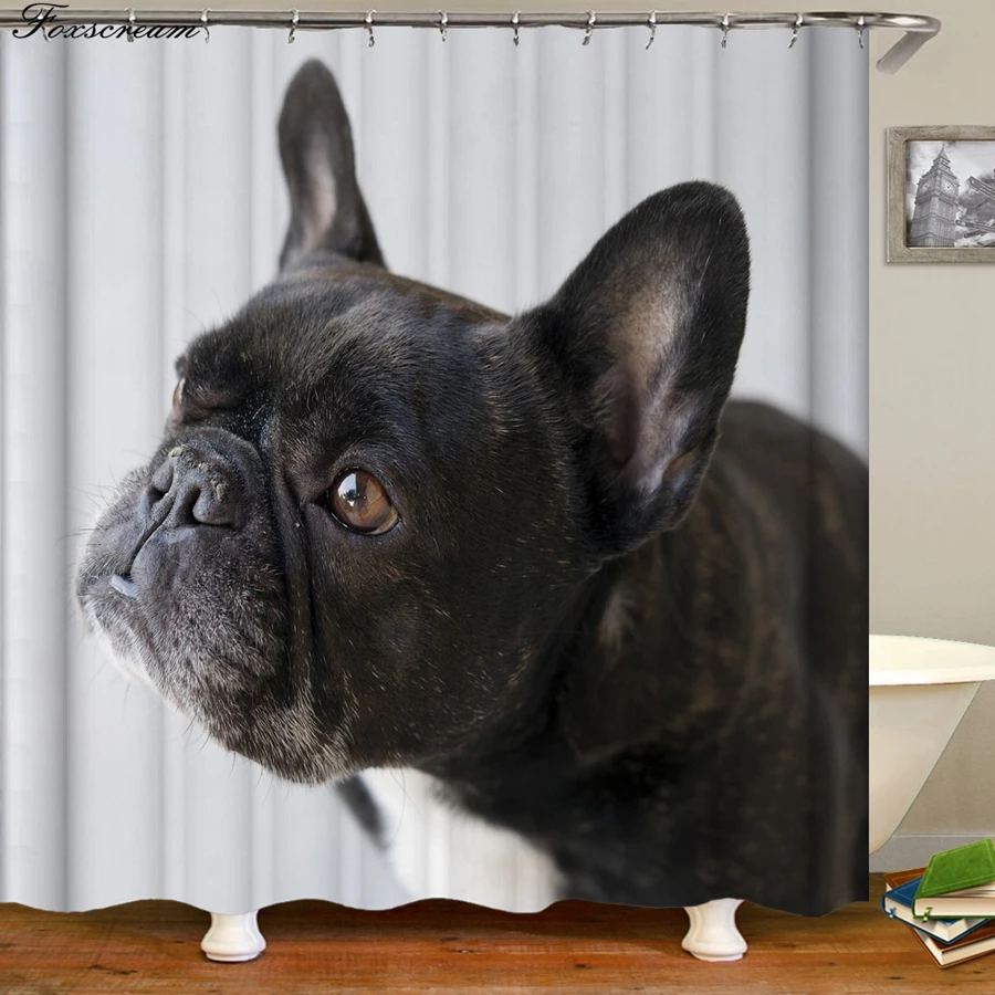 Забавная собачья занавеска для душа s 3D занавеска для душа с крючками занавеска для ванной комнаты s ткань Милая Водонепроницаемая занавеска или коврик