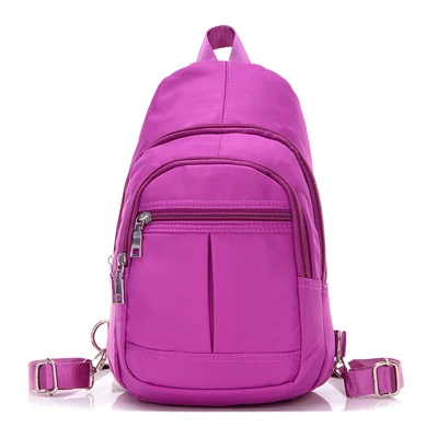 Женские рюкзаки для девочек-подростков, молодежная трендовая школьная сумка для мальчиков, Студенческая сумка, нейлоновый водонепроницаемый нагрудный рюкзак для мужчин - Цвет: Pretty purple