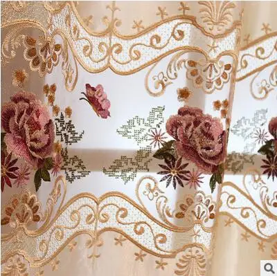 champagne tulle FYFUYOUFY Европейский стиль гостиная гладкая ткань штора водорастворимые полые вышивка шторы специальное предложение - Цвет: champagne tulle