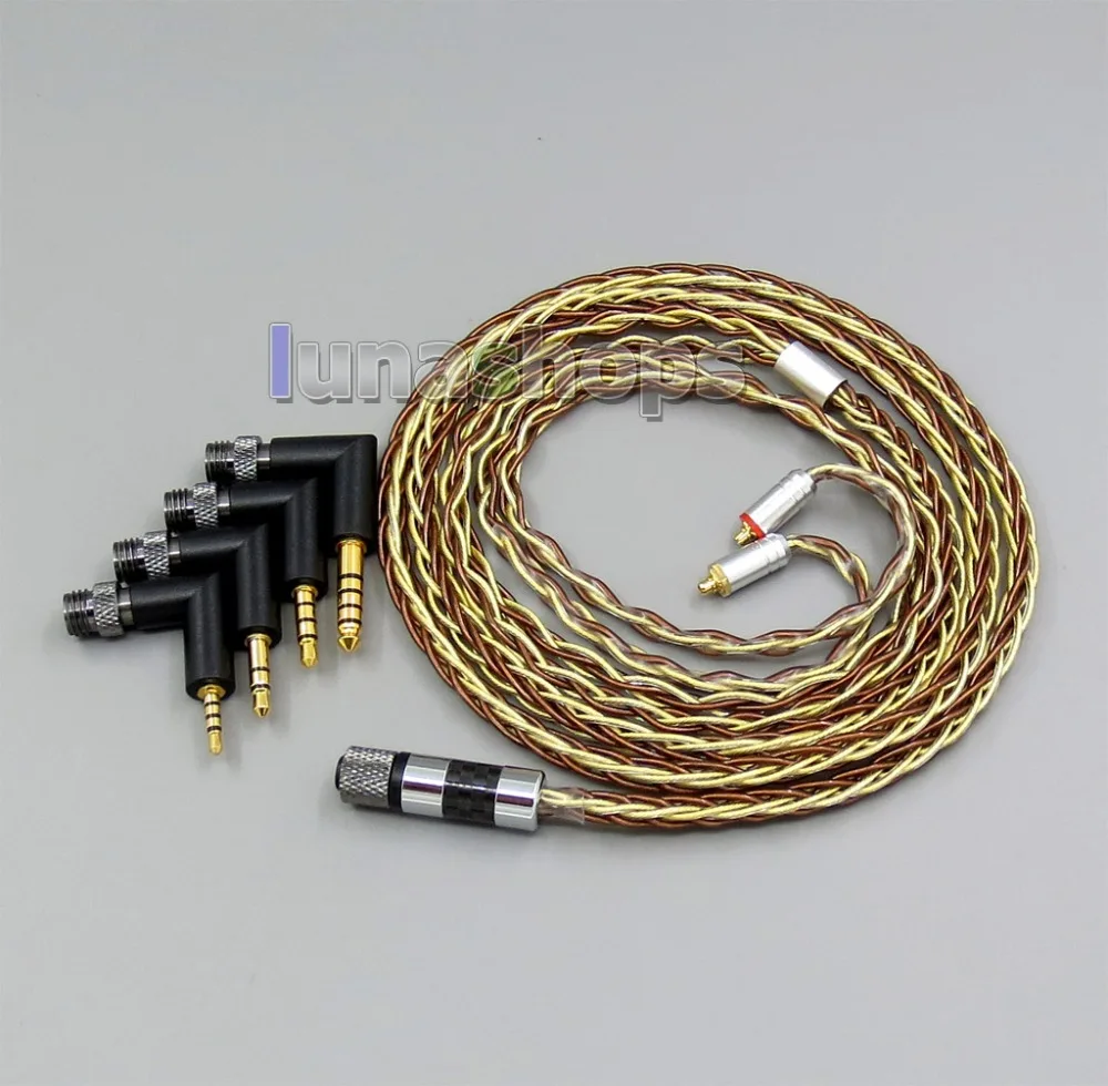 LN006218 чистого серебра OCC 8 ядер кабель для наушников с 4 в 1 awesome разъем для SHure se535 se846 арматура BA 4 6 8 10 в ухо