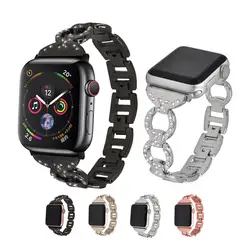 Bling группа для Apple Watch группа алмаз горный хрусталь Нержавеющая сталь металлический ремешок для iWatch 4 браслет ремешок AW808