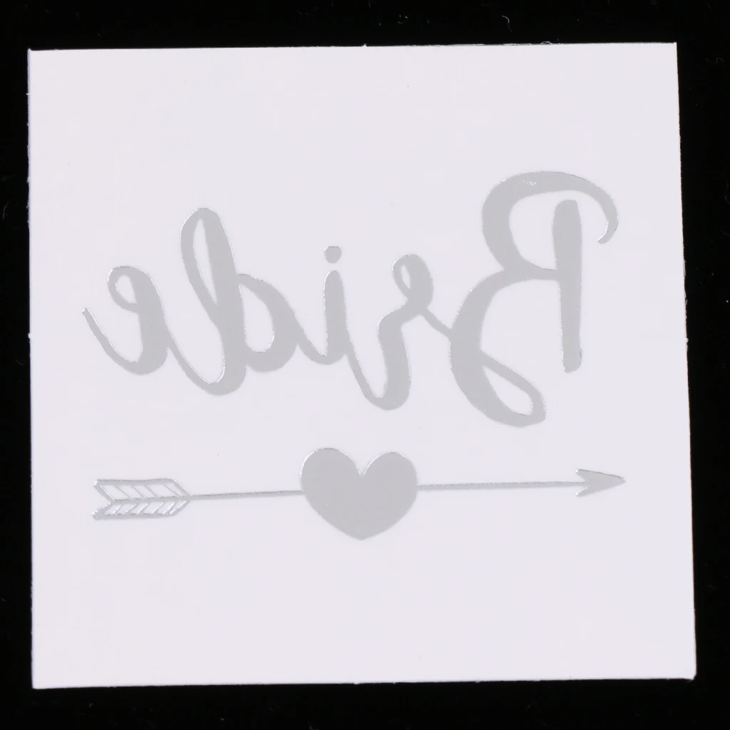 MagiDeal 12x Metallic Team Bride Groom Temporary Tattoos Wedding Stickers Waterproof Tattoo Sticker