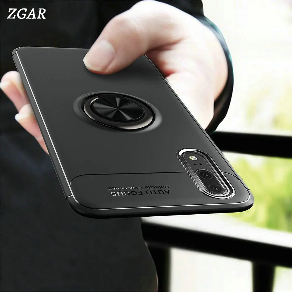 

ZGAR Magnetic Case for Huawei P20 EML-AL00 With Ring Holder Soft Covers Stand Phone Bags Cases for HuaweiP20 P20 Fitted Coque