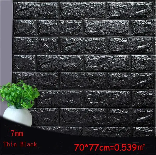 Black Thin style 70*77 см 3D PE пенка, камень, кирпичная панель, наклейка на стену, домашний декор, ТВ, диван, защита стен, художественная роспись, Детские Безопасные самоклеющиеся обои - Цвет: Black Thin style