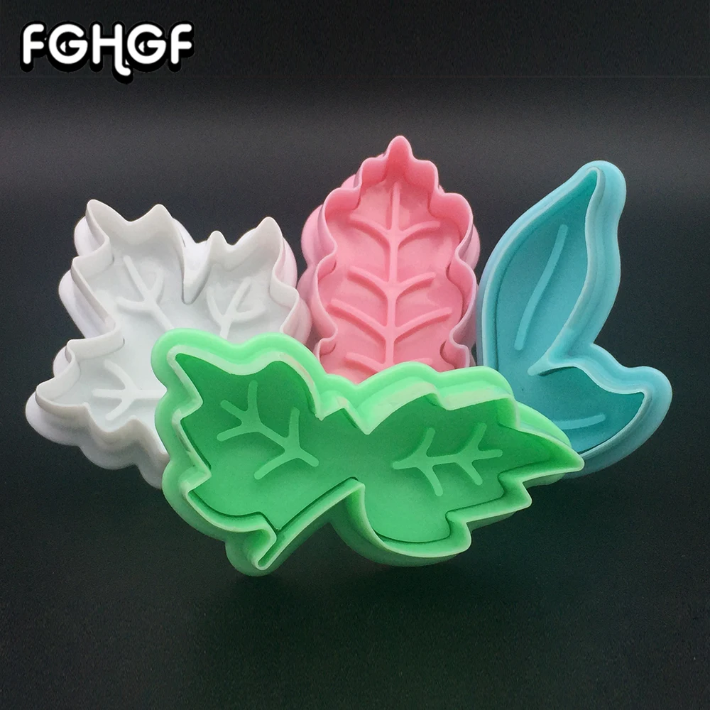 

4Pcs Leaf Cookie Biscuit Cutter Sugarcraft Mold Press Form Fondant Cake Mould Baking Cutting Dough Pastry Tools Bakeware Z40