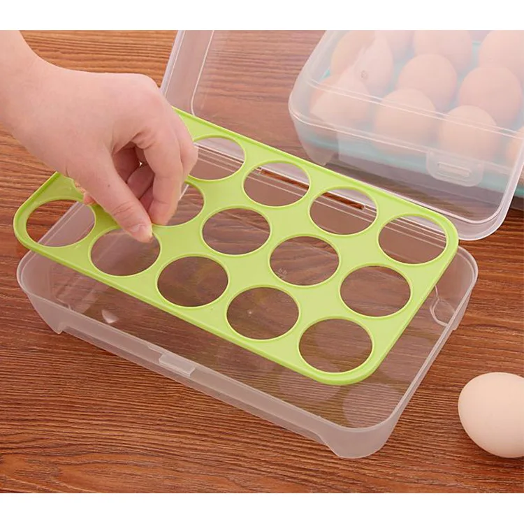 2019 Kitchen 15 Grid Egg Storage Box Organizer Refrigerator Storing Egg Eggs Organizer Container Storage Egg Racks and Shelf