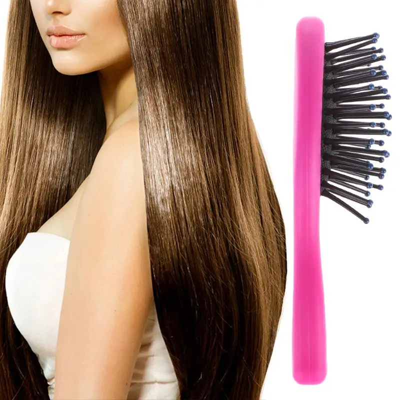 Beli 11.5X3.7 Cm Profesional Sikat Rambut Basah Kuas SPA Perawatan Massager Sisir untuk Anak anak Pink Plastik Sisir Rambut sikat Rambut