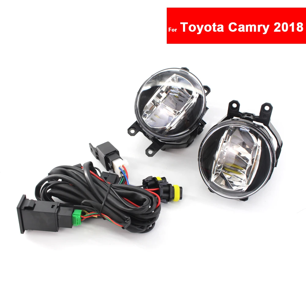 

For Toyota Camry 2018 Auto Fog Light Lamp Car Front Bumper Grille Driving Lamps Fog Lights Set Kit 81210-48050 / 81220-48050
