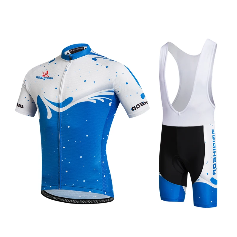 

Women mens cycling uniforms 2019 cycling jerseys bike clothes white blue bib pants and shorts gel breathable pad wholesale price