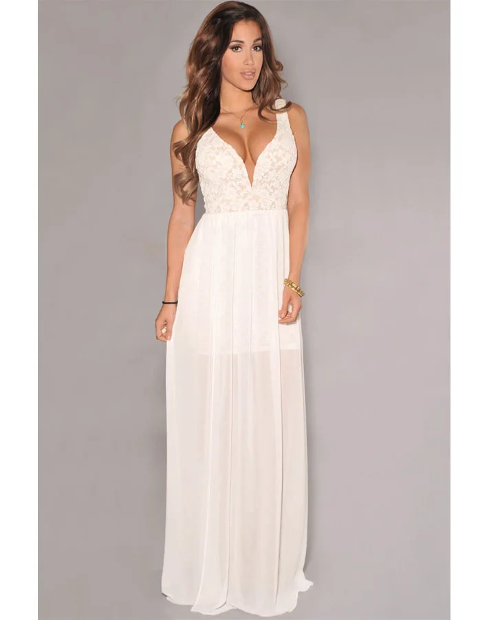 vestido longo casual branco