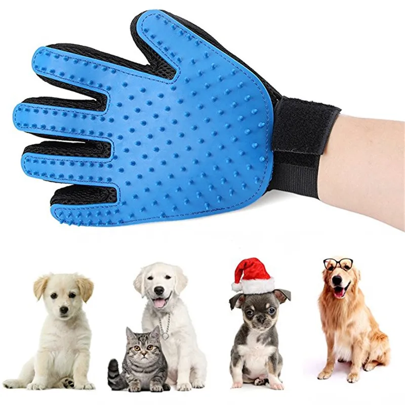 Pet Grooming Glove Gentle Deshedding Brush Glove Efficient Pet Hair