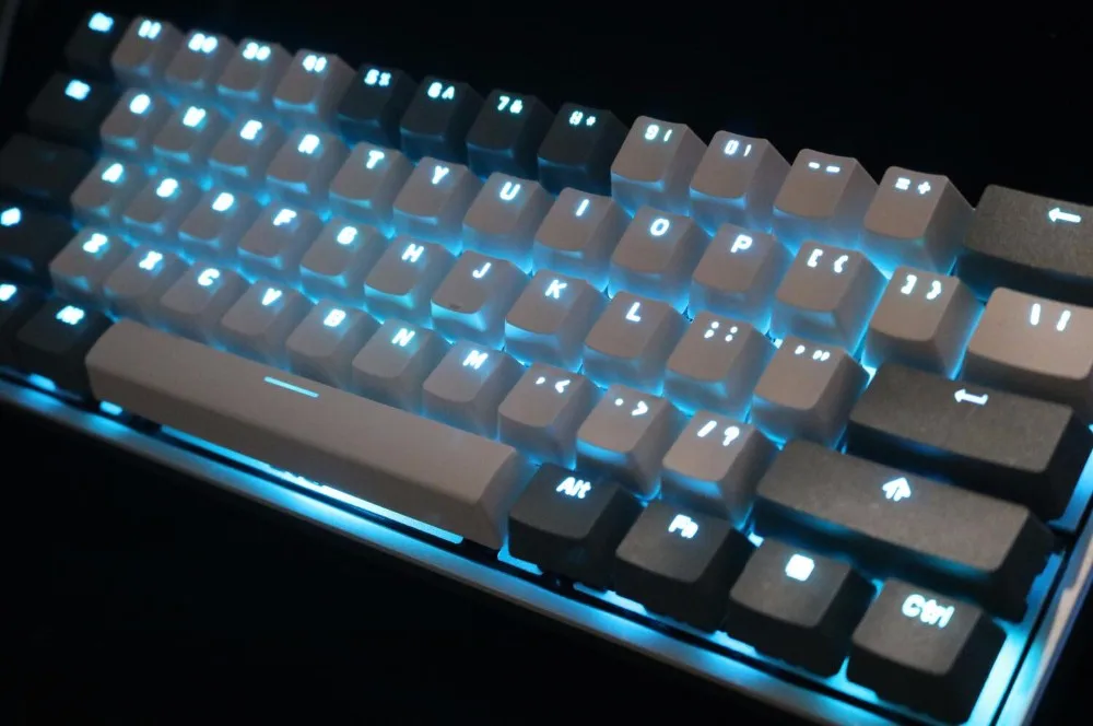 

mini poker 61 key 60% ABS backlighting through shine LED Translucidus poker2 mechanical keyboard keycap poker 2 rk61 pok3r
