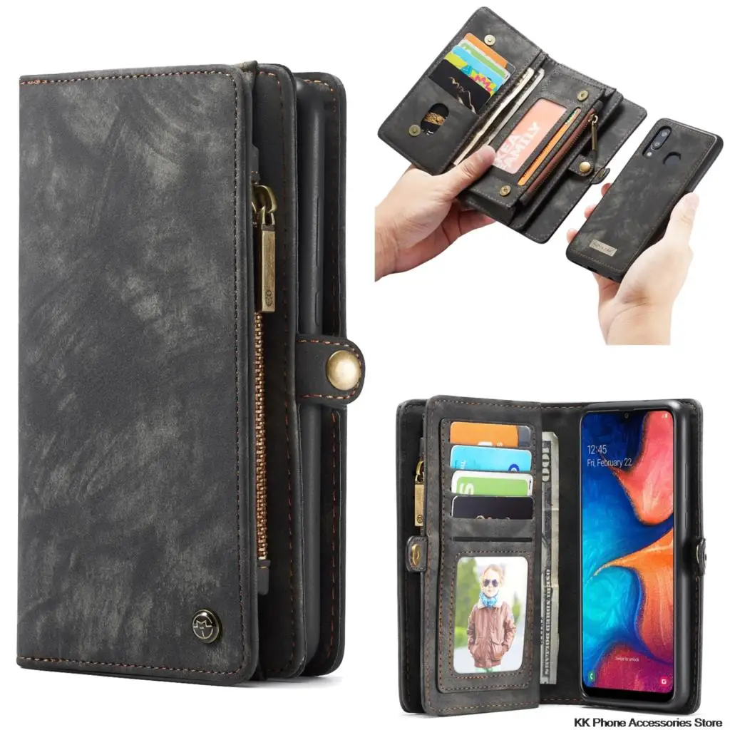

Multifunction Cow Leather Case For Samsung Galaxy A70 A50 A30 Case Retro Flip Zipper Wallet Cover For Samsung A20 A40 Phone Case