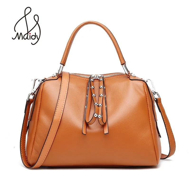 

Casual Women Lady The First Layer Cowhide Leather Rivet Handbags Totes Clutch Crossbody Bags Satchel Messenger Shoulder Maidy
