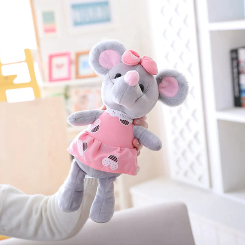 1 шт. милая плюшевая игрушка с мышкой 25 см Мягкая кукла мышка Kawaii подарок на день рождения для детей милые детские игрушки на день рождения - Цвет: 1