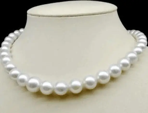 

HUGE 18"11.5-12.6mm natural south sea white Perfect round pearl necklace 14k