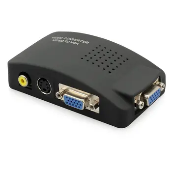 

HFES New RCA Composite AV S-Video to VGA Converter Box CCTV DVR PC Laptop to TV Projector VGA Input to VGA Output Video Conver