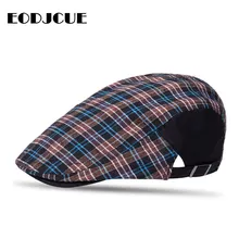 Весна Лето Мужская шапочка из спандекса шапки береты Британский западный стиль хлопок Расширенная плоская кепка классический винтажный головной убор в клетку кепка для женщин