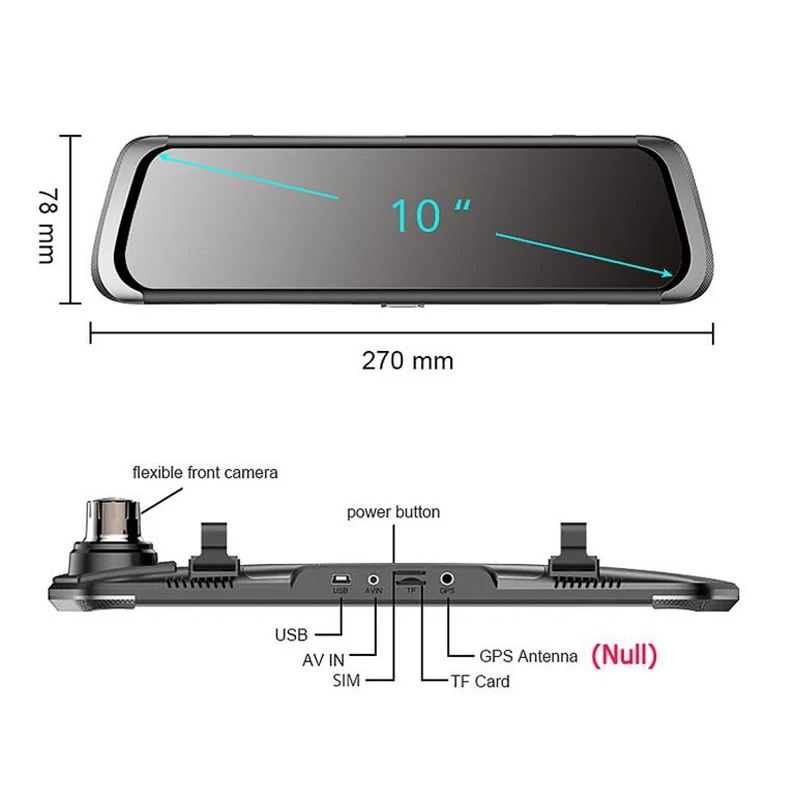 Автомобильное зеркало заднего вида 10 дюймов Full HD 1080P сенсорный IPS экран DVR камера
