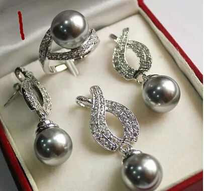 

hot sell 6color Shell Pearl women Jewelry Pendant/necklack Earring Ring Set (ring 7-9#)