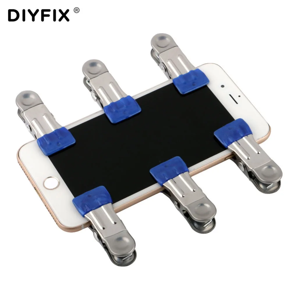 DIYFIX 10 шт. металлический зажим приспособление многоцелевой крепежный зажим для мобильного телефона планшета клееный ЖК-экран ремонтный набор инструментов