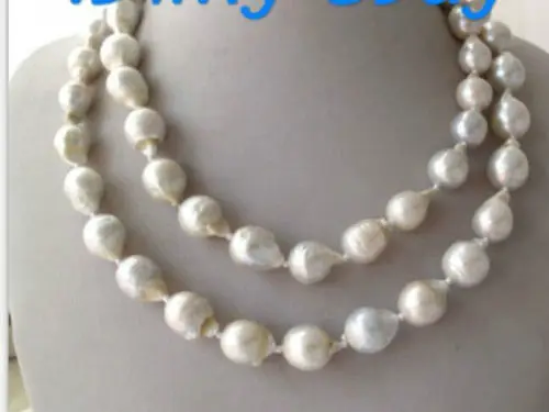 

10x10 jewerly freeshipping Big 12-14MM pandemic white Baroque pearls 36 inches