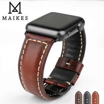 

MAIKES Watch Accessories Genuine Leather Watchband For Apple Watch Strap 44mm 40mm iWatch Apple Watch Band 42mm 38mm Series 4-1