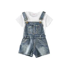 Rlyaeiz/Коллекция года, детская одежда, джинсовые шорты на бретелях для девочек, новые летние детские повседневные штаны на подтяжках для мальчиков и девочек
