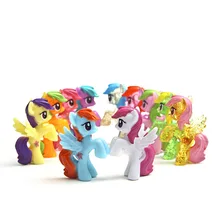 2016 hot 6 pcs/ lot Toy Collection pawl Cute patroled PVC Unicorn Poni Toys For Children Birthday Christmas doll Gift