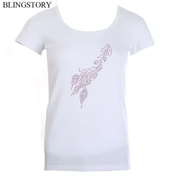 

BLINGSTORY Fashion Diamond Flower Short Sleeve Female Plus Size 5xL Women's T-shirt S-6XL Drop Ship