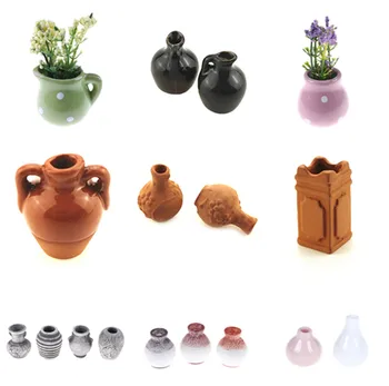 1:12 Mini Flower Pot DIY Handmade Doll Houses Kitchen Pottery Ceramic Ornament Decor Vase Dollhouse Miniatures 1