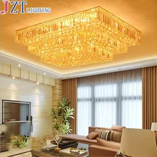 M Luxury 2/3 Layers Golden K9 Crystal Light LED 5W Remote Control Rectangular Ceiling Lamp For Living Room Hall Hotel Decoration