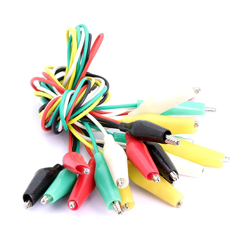10PCS 5 Colors 50cm length double-ended alligator clips jumper wire  test clips 