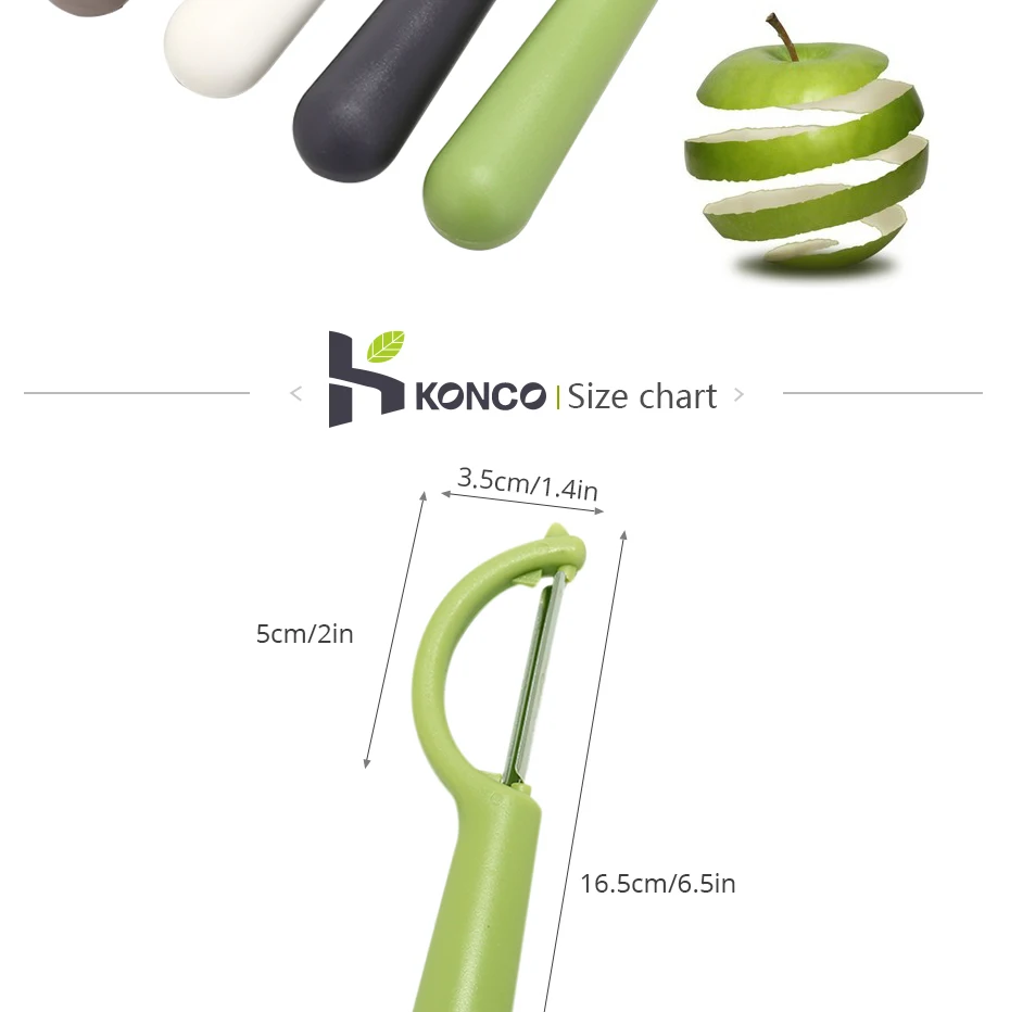 KONCO Fruit Vegetable Peeler, Stainless Steel Ultra Sharp Julienne Peeler with Ergonomic Silicone Handle, Kitchen Tools