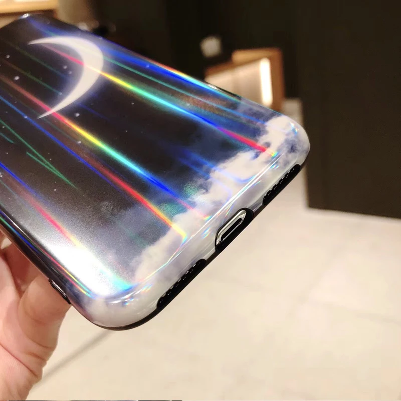 Kerzzil Shining Aurora Moon Clouds чехлы для телефонов iPhone X XS MAX XR милый кролик глянцевый ТПУ