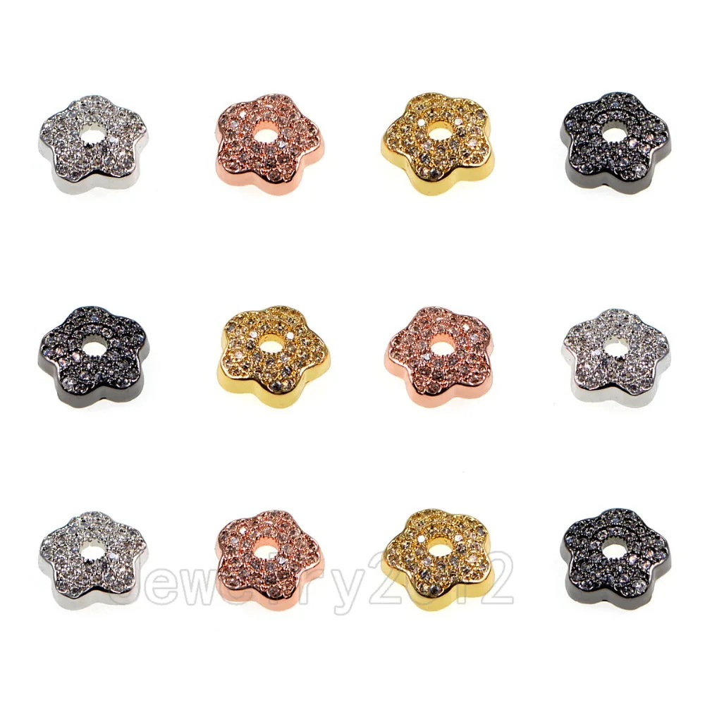 

10PCS/Lot Clear Zircon Bead Micro Pave Connector Bracelet Charm Star 3x9mm Spacer Cap Beads Jewelry Wholesale