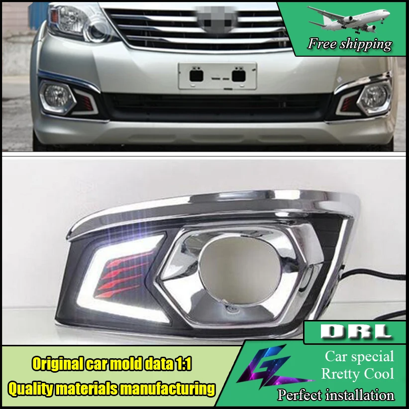 

Car Styling LED Daytime Running Light For Toyota Fortuner 2012 2013 2014 White DRL Light Fog Lamp Cover Kits