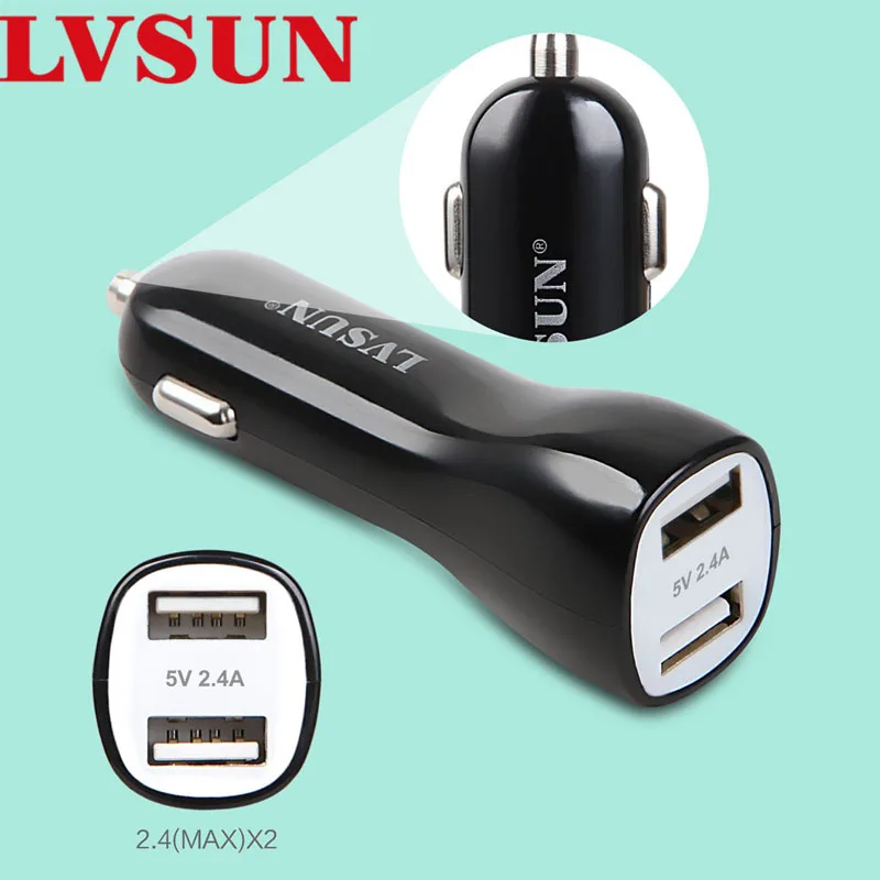 LVSUN 5V 2.4A универсальное автомобильное зарядное устройство USB 2 порта Mini для