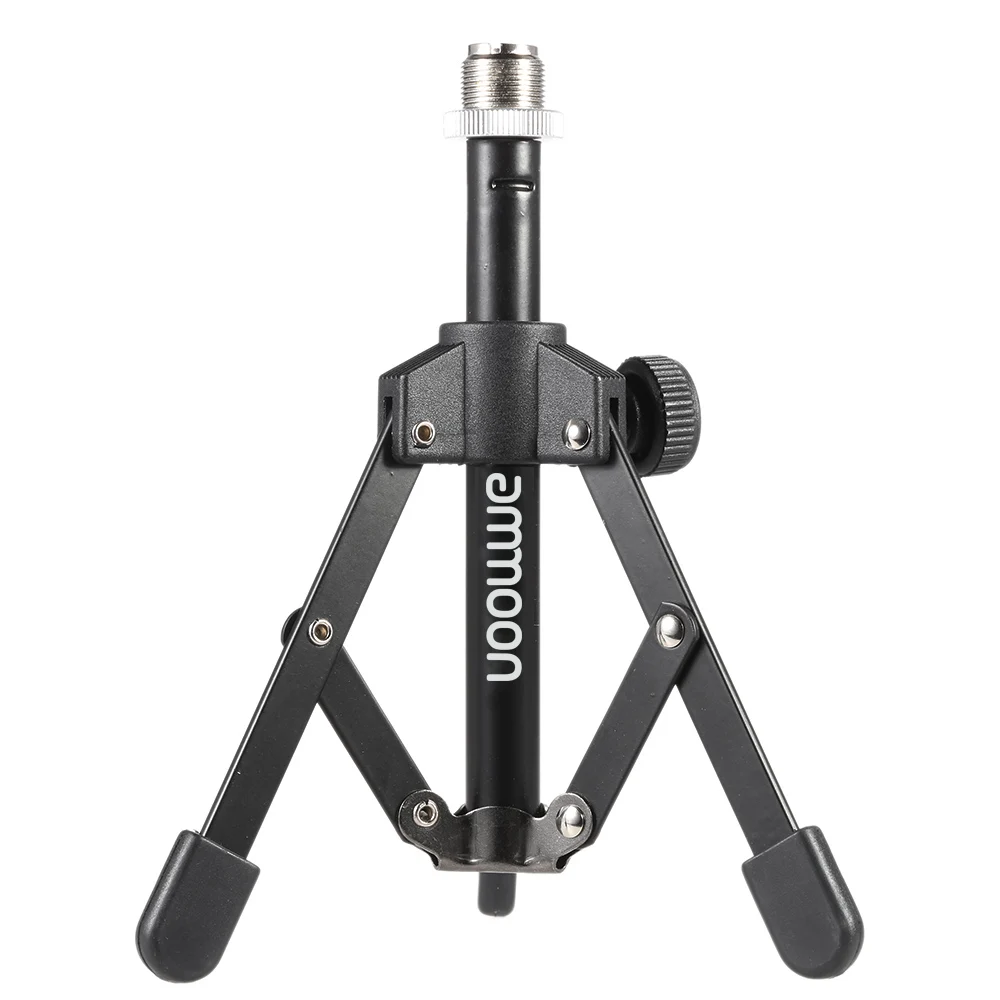 

ammoon MS-12 Mini Foldable Adjustable Desktop Microphone Stand Tripod with MC4 Mic Clip Holder Bracket for Meeting