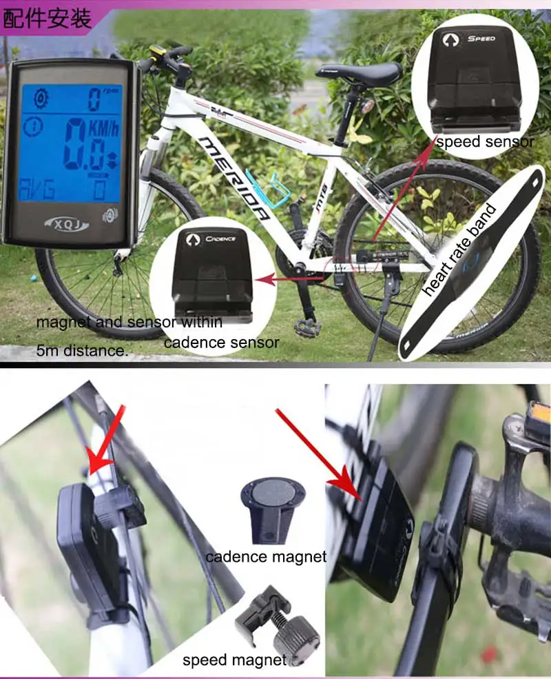 3 в 1 беспроводной Велосипедный компьютер с датчиком скорости вращения частоты сердечных сокращений нагрудный ремень велосипедный Секундомер Велосипедный спидометр, одометр
