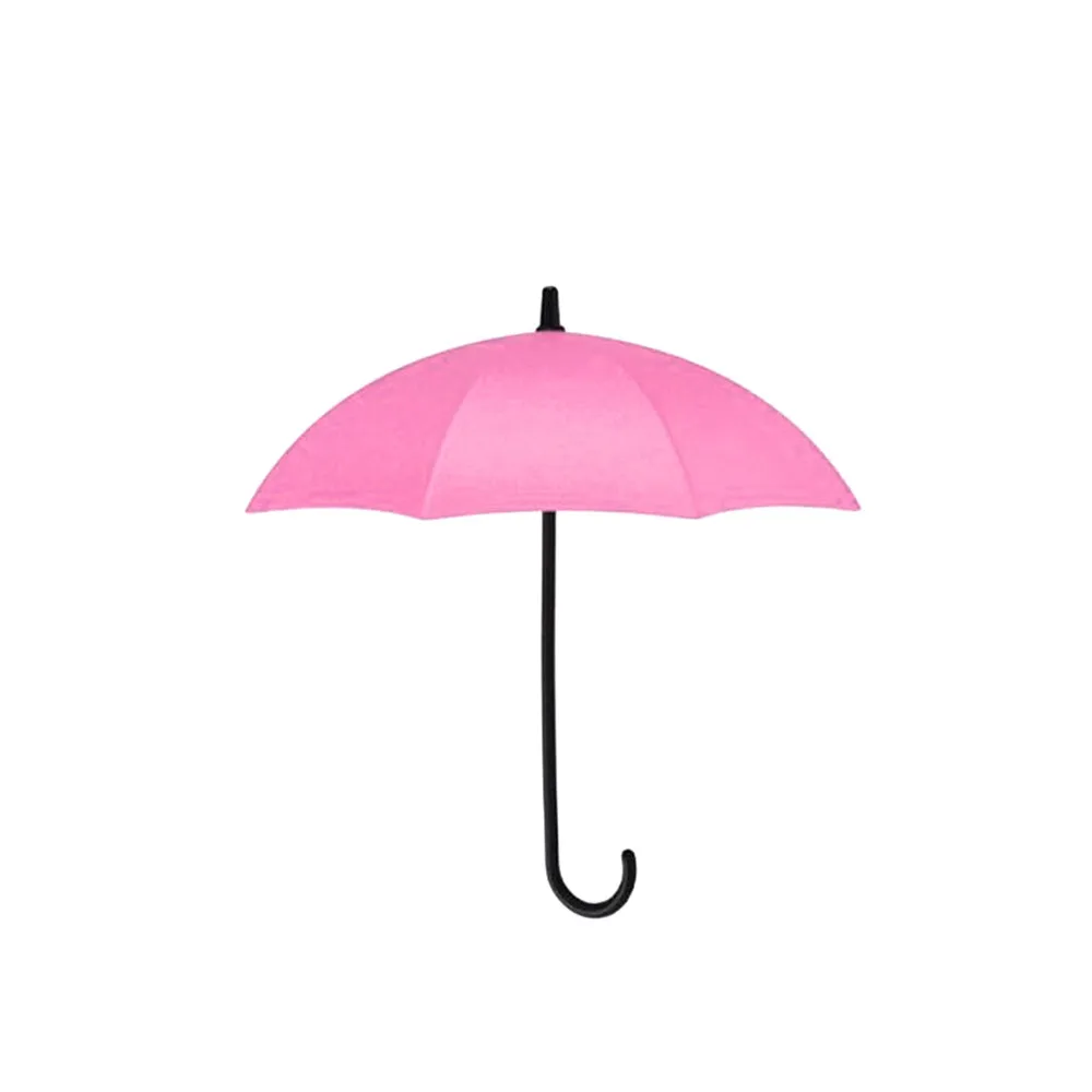 1 шт., декоративный крючок для ванной комнаты с рисунком зонта, красочный крючок для ключей, настенный стеллаж для хранения небольших предметов, Прямая поставка 306 Вт - Цвет: Розовый