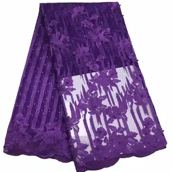 

African Lace Fabric 2019 High Quality 5yards Lace Tulle Lace Fabric African French Net Lace Fabric For Eveing dress YDMAY153