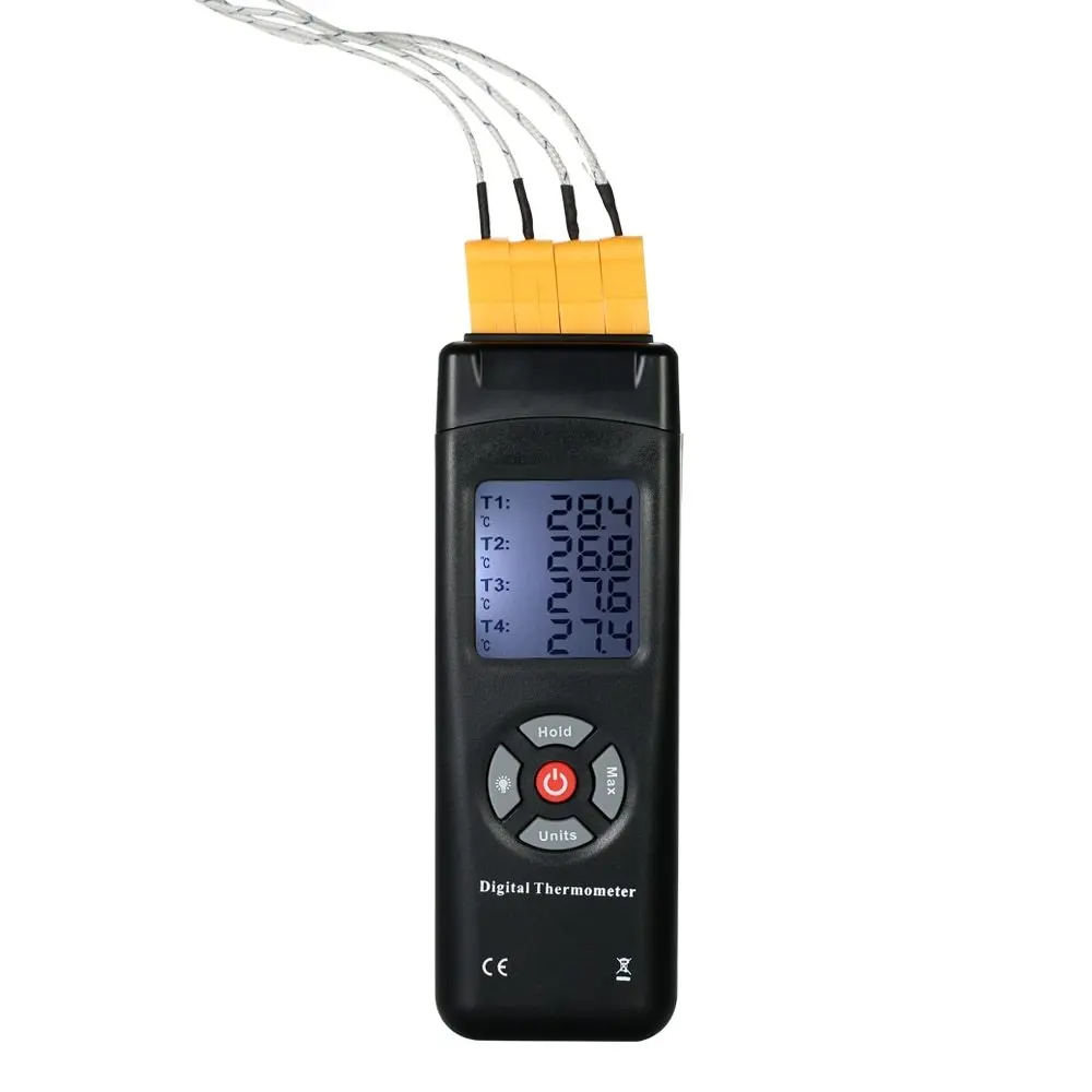 

4-Channel K-Type Digital Thermometer -50-1350 Degrees thermostat Thermocouple temperature Sensor thermoregulator Data Hold Func