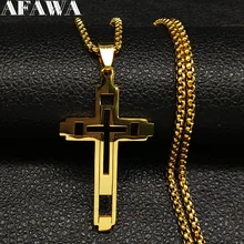 Collier ras du cou en acier inoxydable croix de mode pour hommes couleur or et argent collier de déclaration bijoux collares largos N1173S02