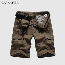 CARANFIER мужские шорты Карго летние новые классические шорты мужские однотонные свободные хлопковые рабочие шорты Брендовые прямые шорты Горячая Распродажа мужская одежда