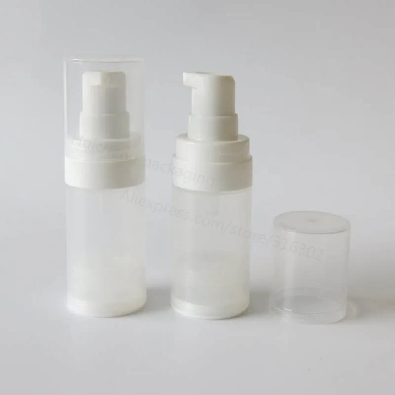 24 x 15ML Clear Refillable airless bottle with white pump clear capin