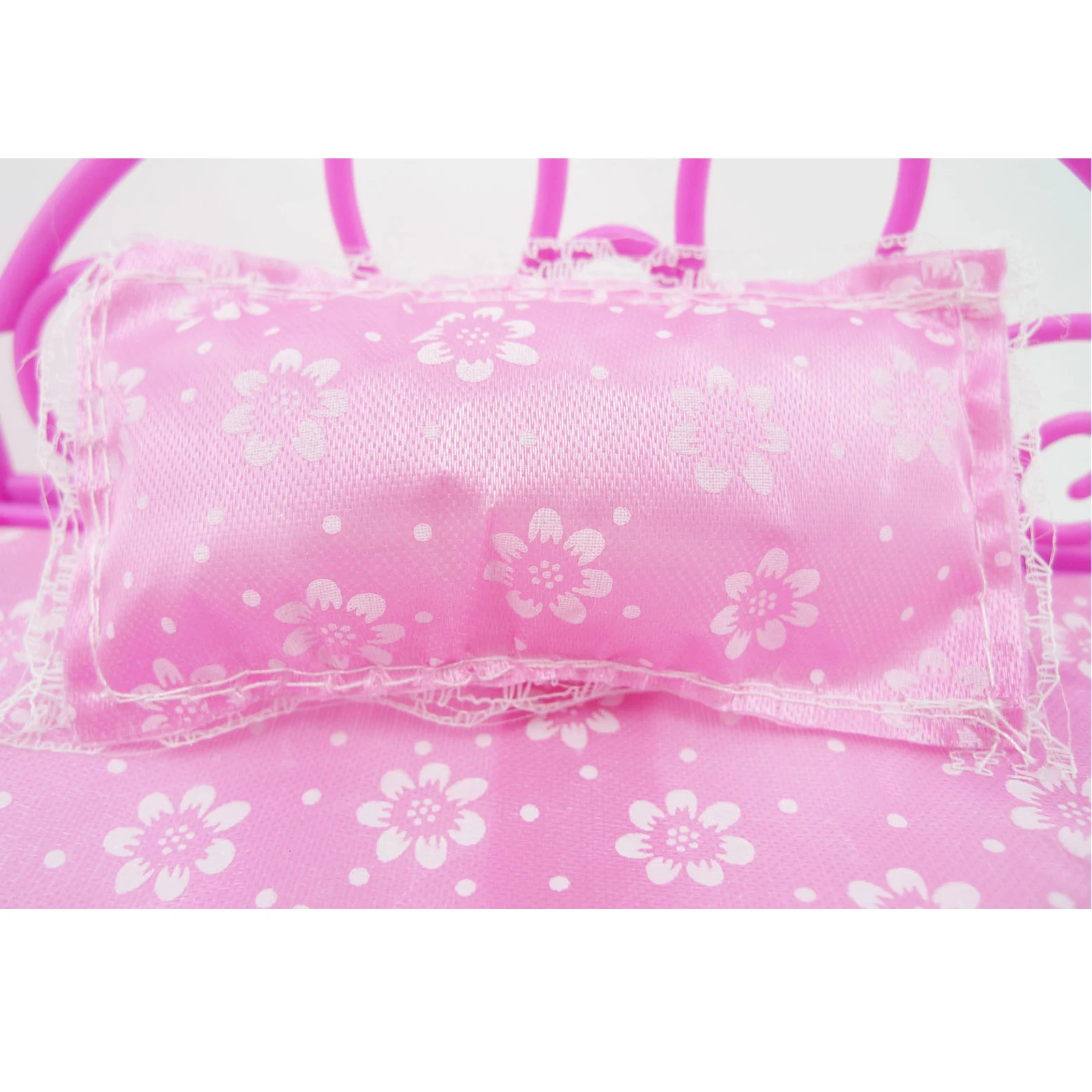  2 Sets Bed With Pillow Pink Purple Bedroom Furniture for Barbie Doll Dollhouse Life Accessories Bab