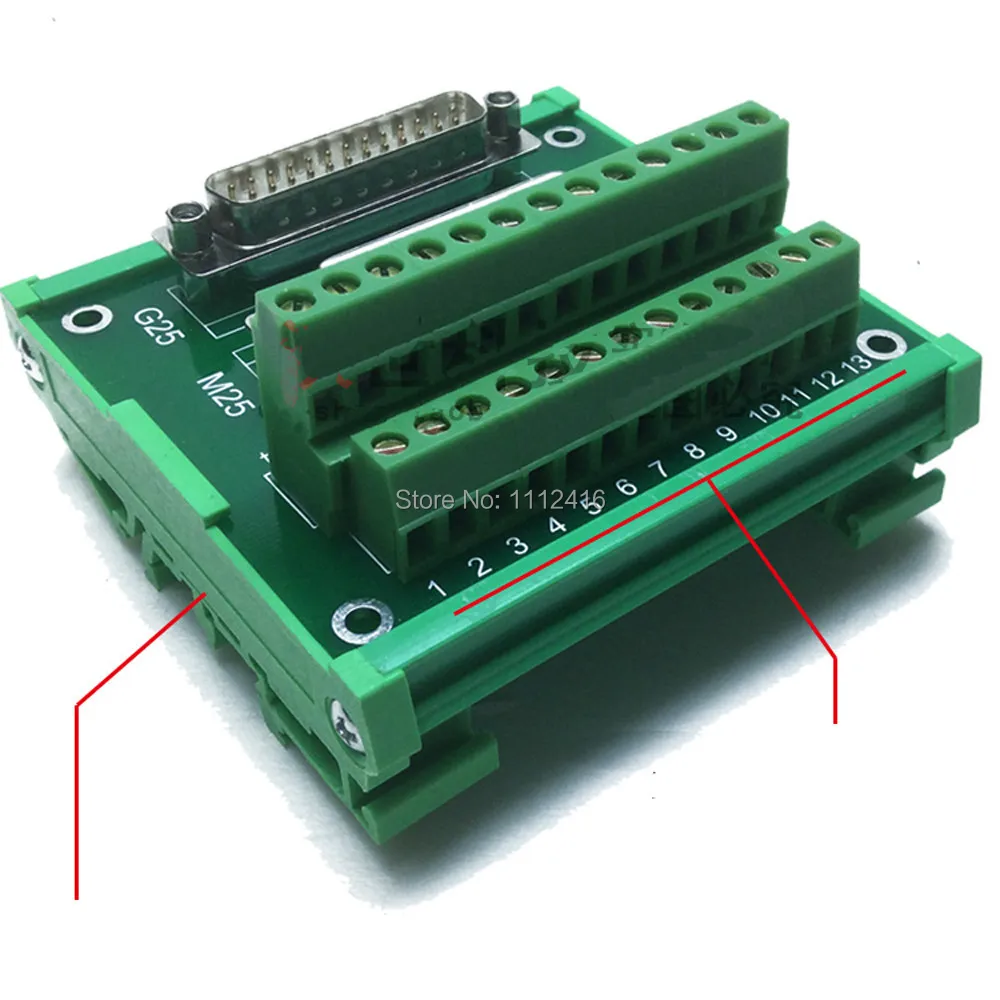 DB25 мужской женский D-Sub 25 контактных разъемов клеммной колодки коммутационная плата DIN Rail Тип