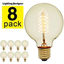 8 шт./упак. Эдисон лампы Винтаж лампа накаливания 40 Вт 220/240 V E27 Глобус декоративная лампа накаливания G80 спираль теплый белый