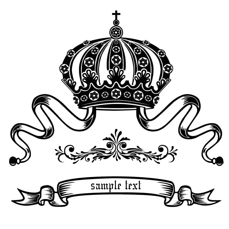 Elegant Queen Crown Wall Decal Removable DIY Flower Pattern Badge Wall